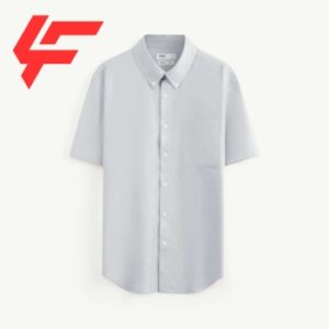 Gray short sleeve fitted oxford shirt - Smartshirt