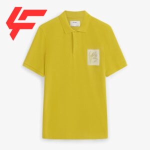 Men's polo shirt with front chest decoration, fitted form