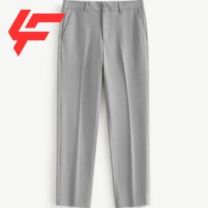Men's slim crop front pleated long trousers